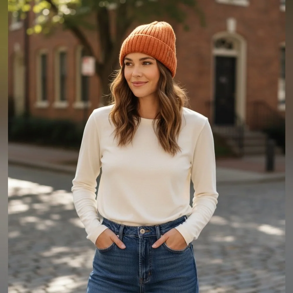 Hat Attack Revolve Color Story Knit Beanie‎ Acrylic Cozy Comfy Warm Orange NWT